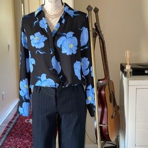 Worthington Bold Florals Button Down Blouse